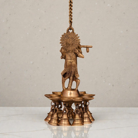 Krishna Hnaging Diya With Bell 8 inch