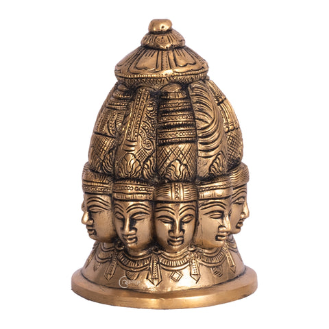 Close-up view of 9 Face Shiva Statue with intricate details with white background.