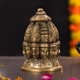 9 Face Shiva Statue front view with detailed carving