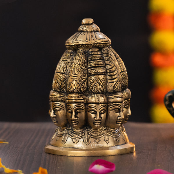 9 Face Shiva Statue front view with detailed carving