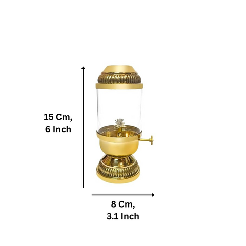 Elegant Brass Oil Akhand Jyot Diya With Adjustable Bati ( Small, 100 ml Capacity )