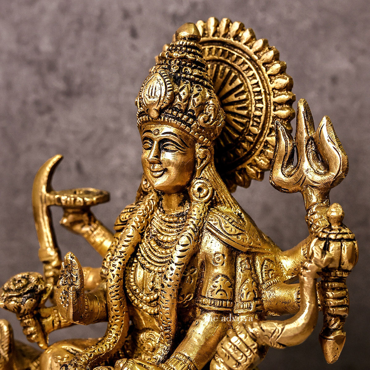 Nava Durgaa,Mahadevi,Katyayani,Mahadevi,Durga ma,Ambika,ChandiBrass Durga Riding Lion on Base