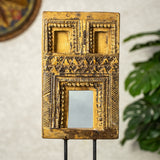 Wooden Mehrab Frame with Mirror - Jharokha on Iron Stand (Yellow)