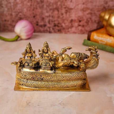 Visnhu,Nraayan,Hari,Pradyumna,Kamala-Natha,Vishnu Sleeping on Base with Sheshnaag