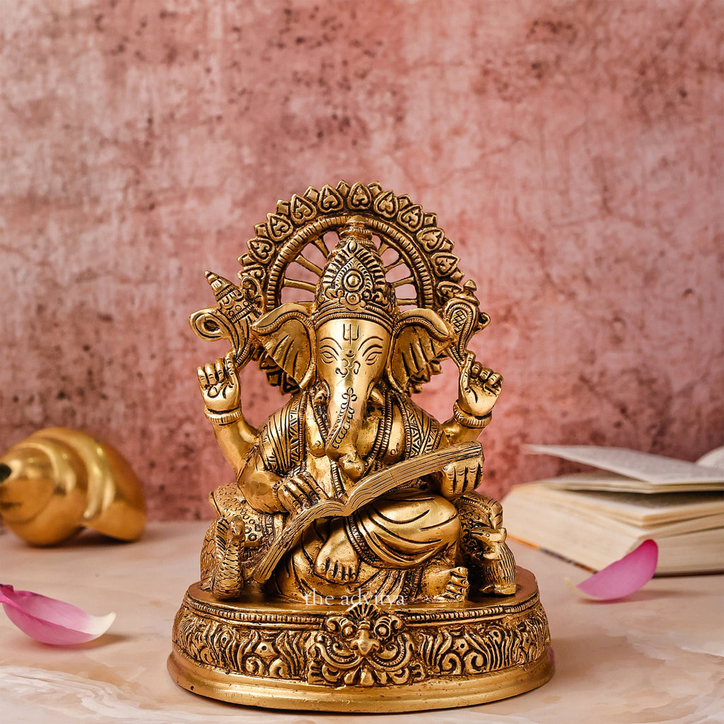Ganesha,Ganepati,Ganasha,Ganapati,Gajanand,Gajananaa,Gajanana,Ekadanta,Lord Ganesha Sitting With Book 