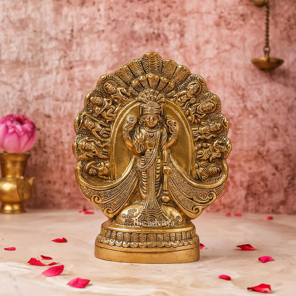 Visnhu,Nraayan,Hari,Pradyumna,Kamala-Natha,Vishnu Dashavatar Brass Sculpture