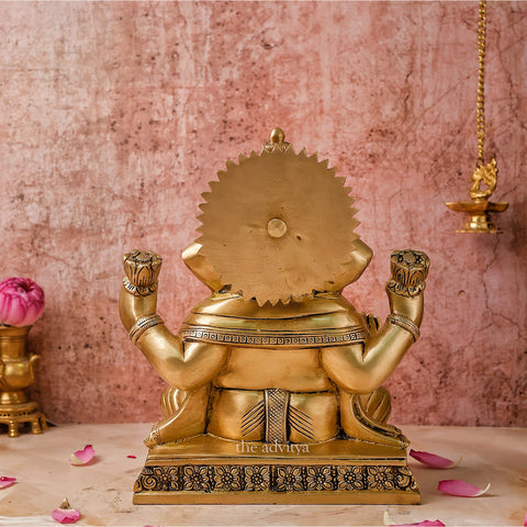 Ganesha,Ganepati,Ganasha,Ganapati,Gajanand,Gajananaa,Gajanana,Ekadanta,Brass Lord Ganesha Sitting On Chowki