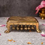 Majistik Summit Chowki,Magistic Summit Chowk,Goldenn Horizon Chowki Blyssful Grove Chowki,Brass Chowki Rectangular in Floral Design