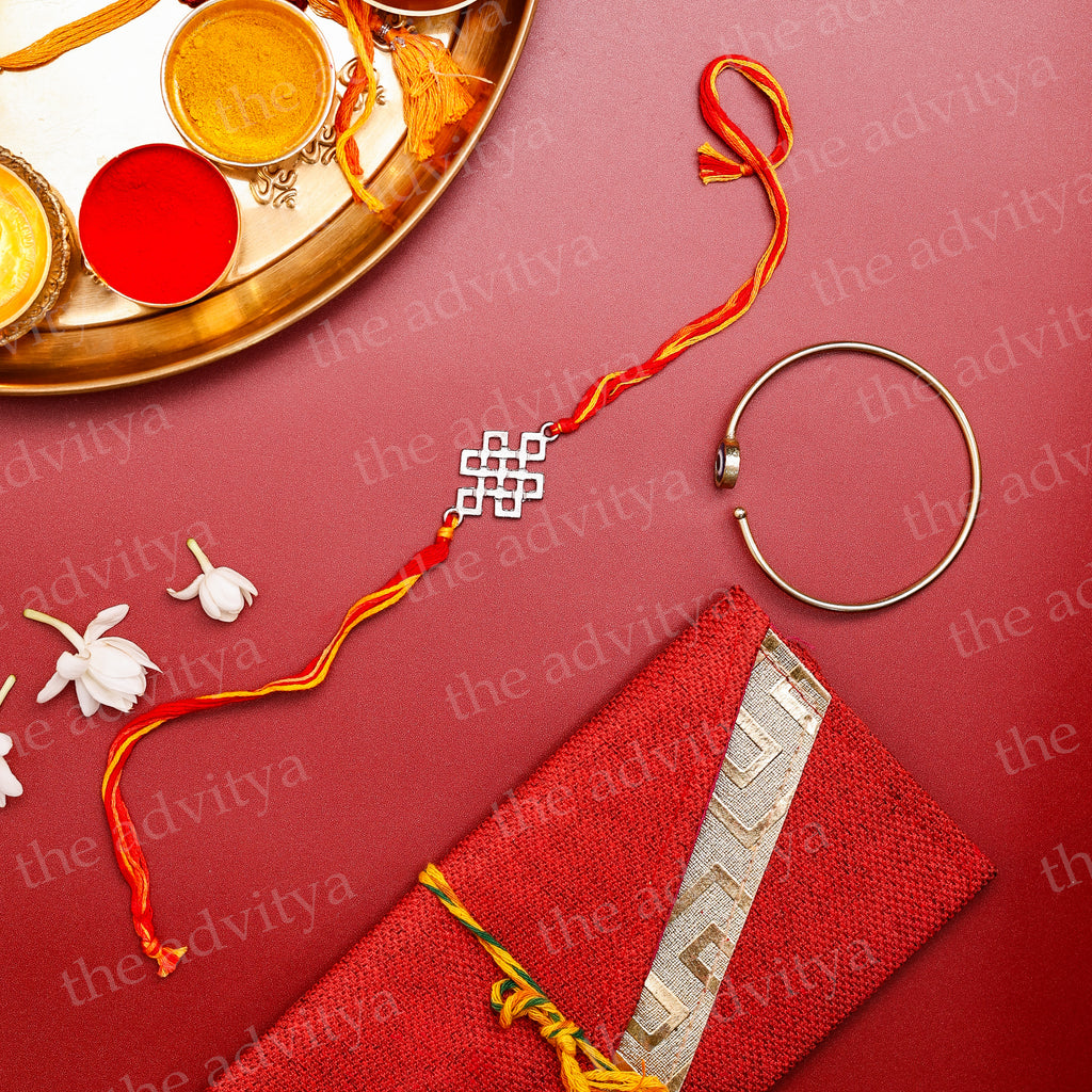 Rakhi ,Handmade rakhi, Rakhi Special Collection ,Rakhi Gifting,Tibetan Coral Knot Rakhi with Evil Eye Bracelet