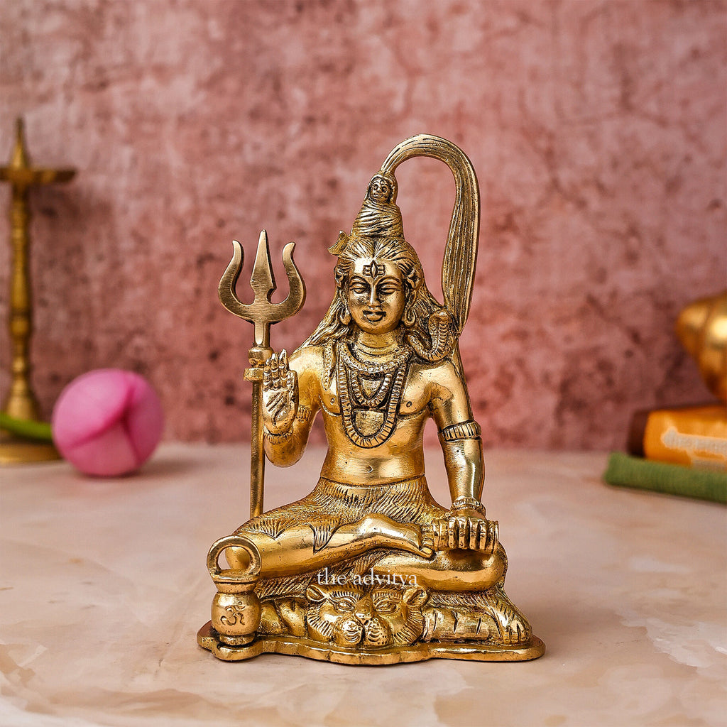 Mahadeva,Maheshvara,Neelakantha,Mrityunjaya,Kailashapati,shiv,Bholenath,Brass Lord Shiva Statue with Trident