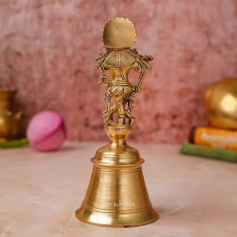 Sankh Bells,Vedic Bell,Temple Bell,Spirtual Bell,Shanti Bell,Satsang Bell,Brass Krishna Bhagwan Murti on Bell