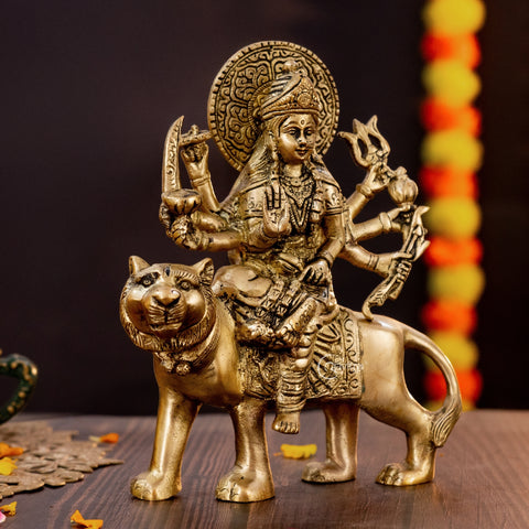 Sherawali Mata/ Durga Brass Idol 