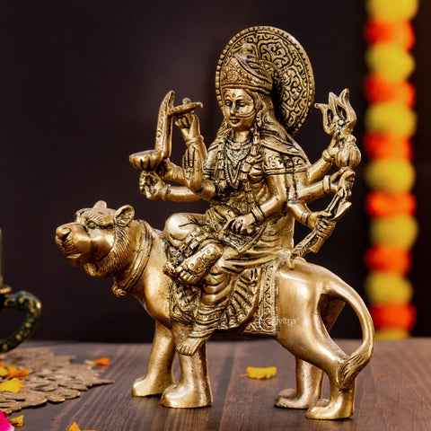 Sherawali Mata/ Durga Brass Idol 