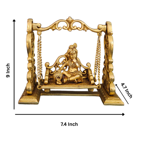 Brass Bal Gopal with Jhula - Hindu God Krishna Idol