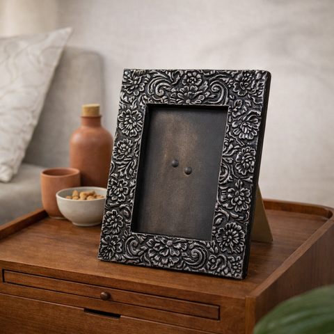 Photo Frame | Aluminium | Black | Table Decor | Gift - 6.5 X 8.5 Inch