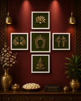 The Advitya Brass Spiritual Wall Art Set of 5 | Handcrafted Sacred Décor Collection