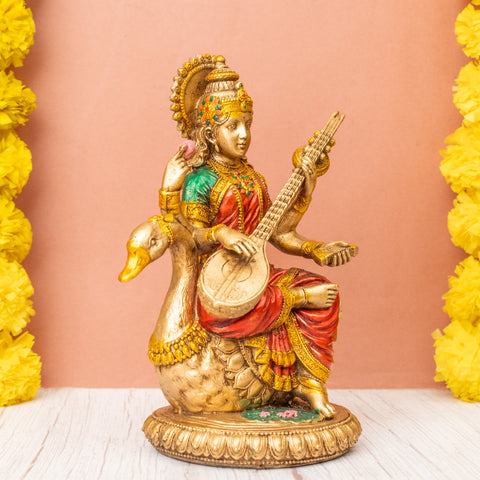 Resin Saraswati sitting on Hans Statue