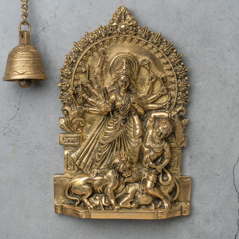 Brass Durga Wall Hanging Plate