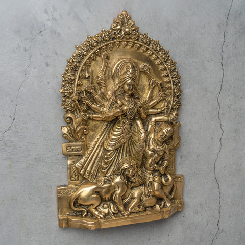 Brass Durga Wall Hanging Plate