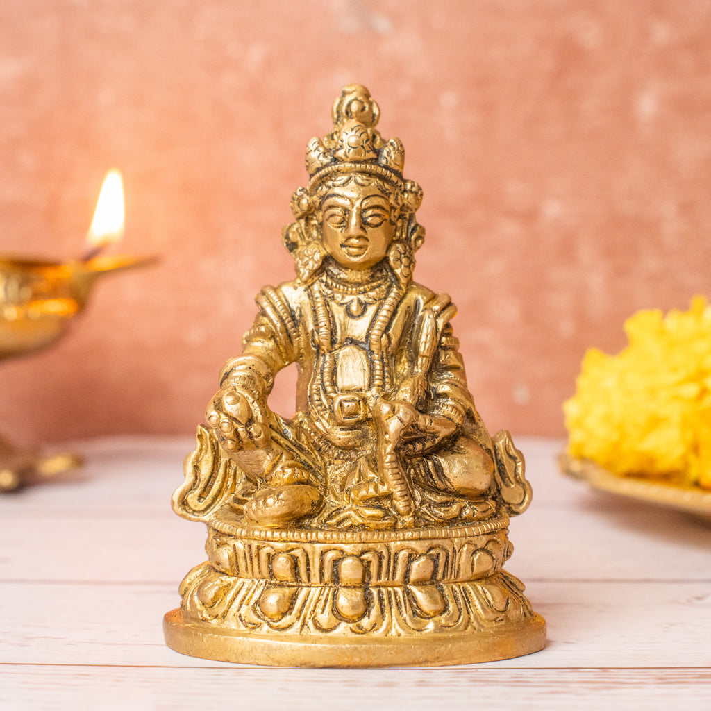 Brass Lord Kubera Sitting Statue