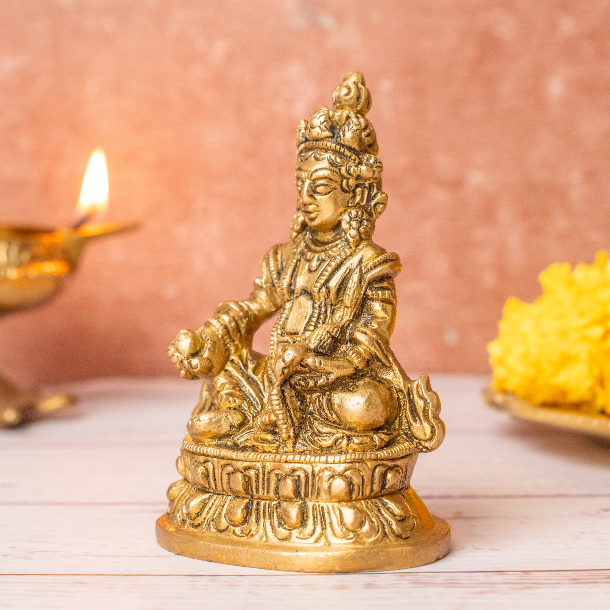 Brass Lord Kubera Sitting Statue