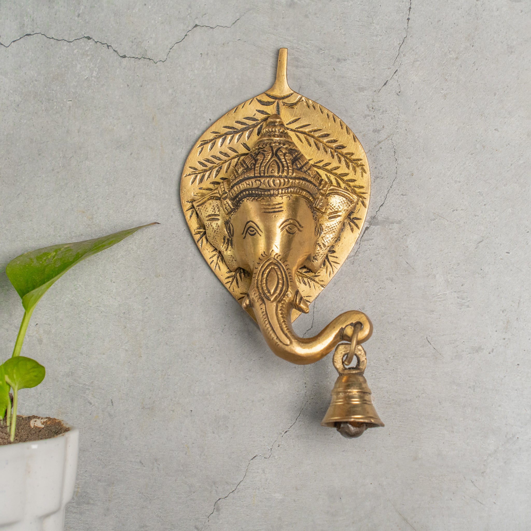 The Advitya Lord Ganesha on Leaf With Bell