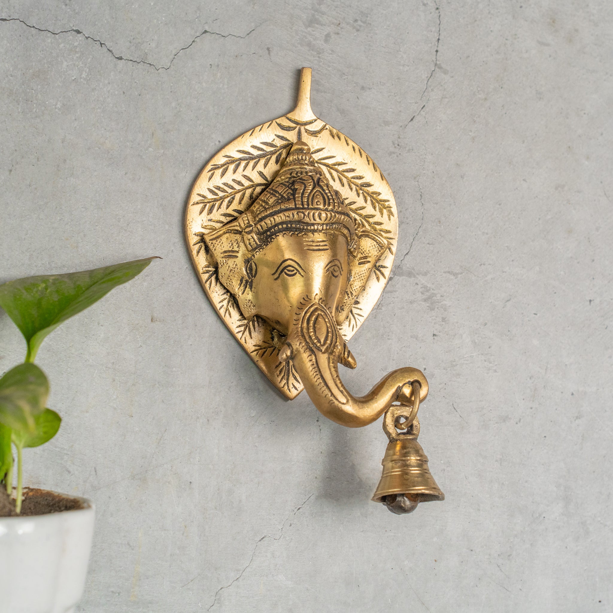 The Advitya Lord Ganesha on Leaf With Bell