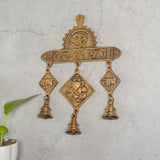 Lord Ganesha Wall Hanging With Om Subh Labh And Brass Bells