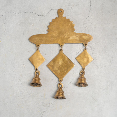 Lord Ganesha Wall Hanging With Om Subh Labh And Brass Bells