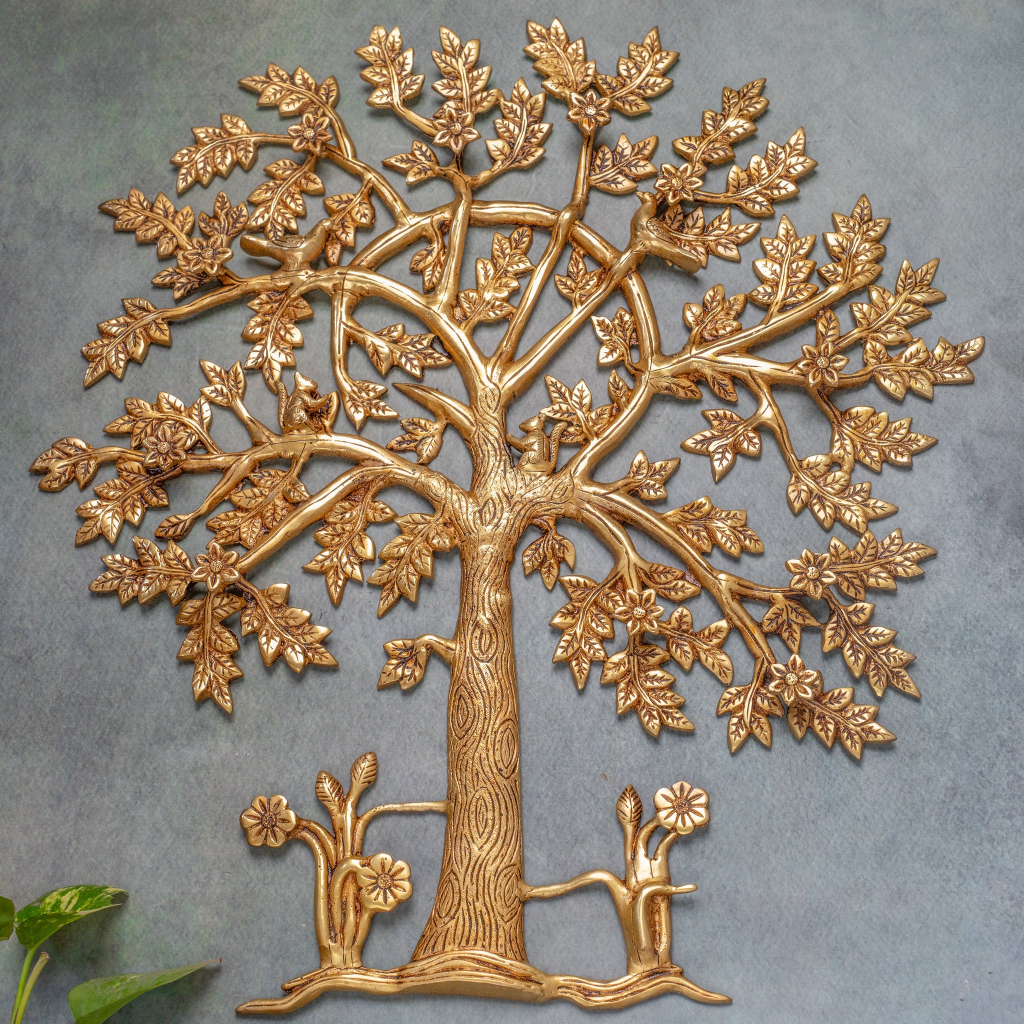 Brass Kalpvriksha tree Wall Hanging  With Birds