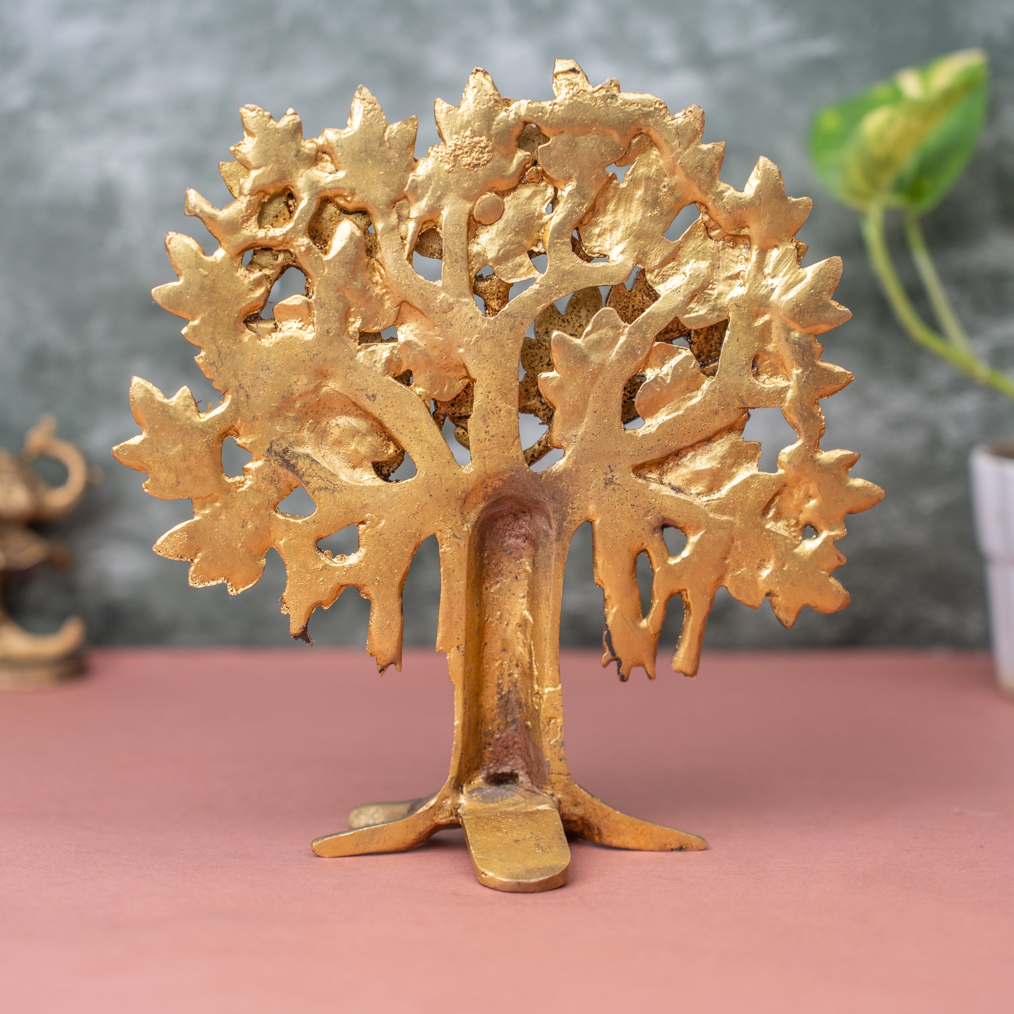Kalpavriksha Brass Tree with Two Birds on Branch