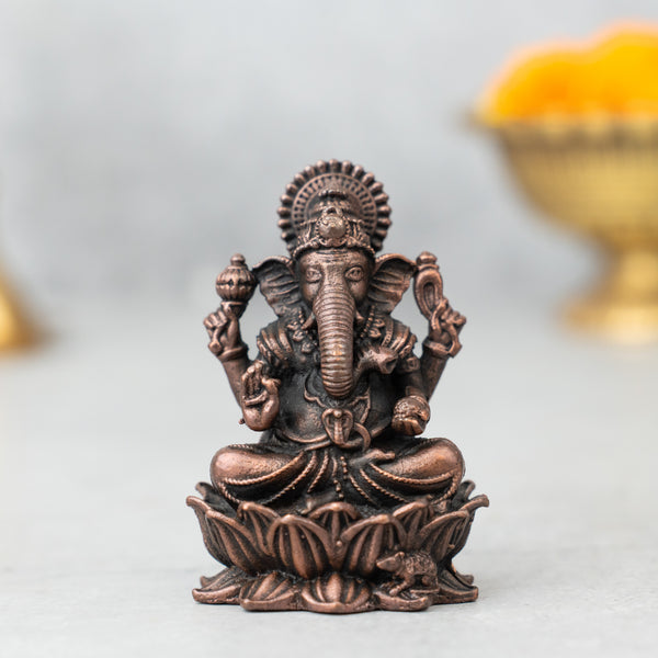 Copper Ganesha On Lotus