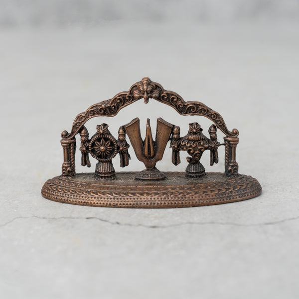Copper Shankh Tilak Chakra Statue