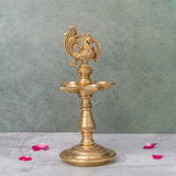 Brass Peacock Oil Lamp Stand With 5 diya