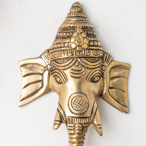 Brass Ganesha Face  Wall Hanging diya With Bell