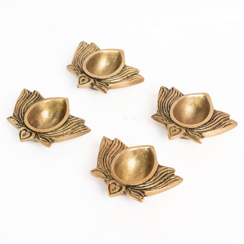 Brass Lotus Diya Set of 4 Hamper