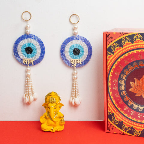 Evil Eye Blue Shubh-Labh with Resin Ganpati Hamper/Gift Set