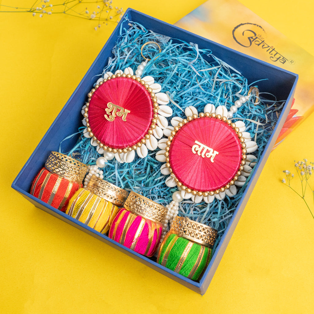 Shubh-Labh Wall Hanging with Candle Stand Gift Set/Hamper