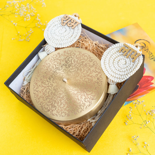 Brass Spice Box with Shubh-Labh