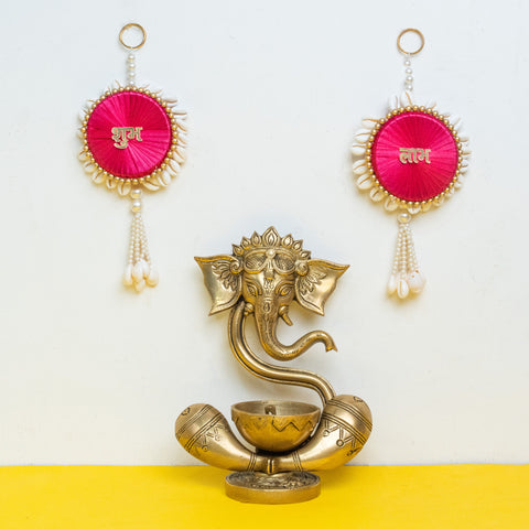 Ganesha Idol with Diya and Shubh-Labh Gift Set/Hamper