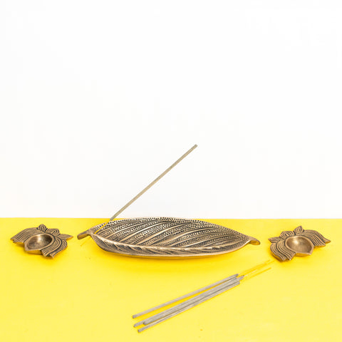 Brass Lotus Diya with Incense Holder Gift Hamper