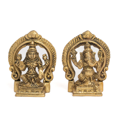 Brass Ganesh Laxmi with Pink Evil Eye Wall Hanging Gift Set/Hamper