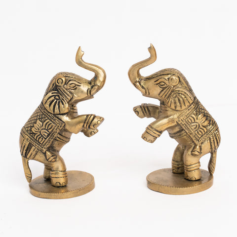 Brass Elephant Pair with Lotus Diya & Shubh-Labh Gift Set/Hamper