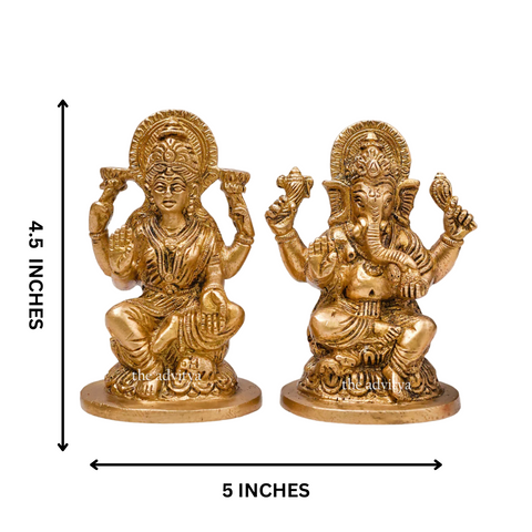 Brass Superfine Ganesh & Lakshmi Idol Set