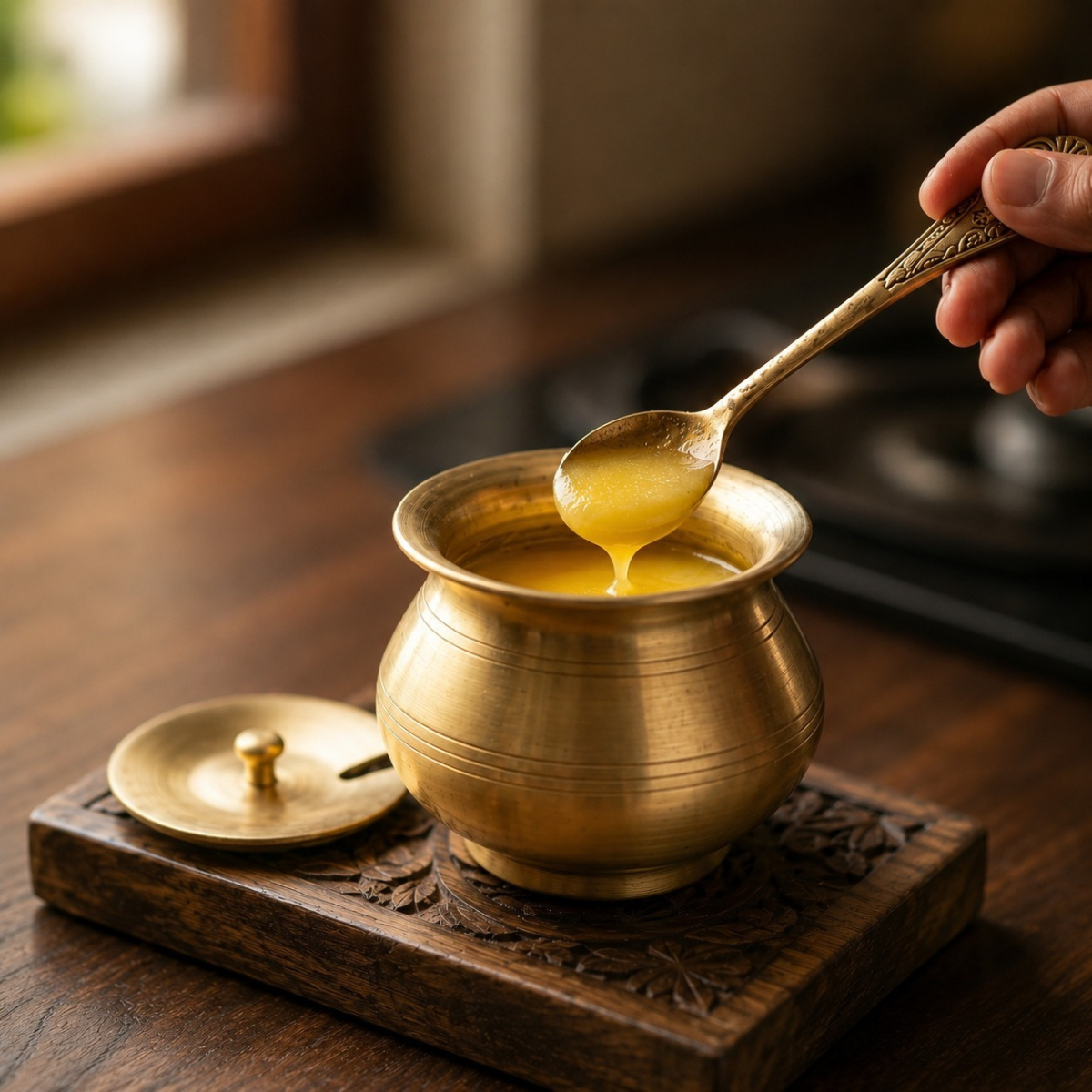 Brass With Tin Coated Ghee Pot