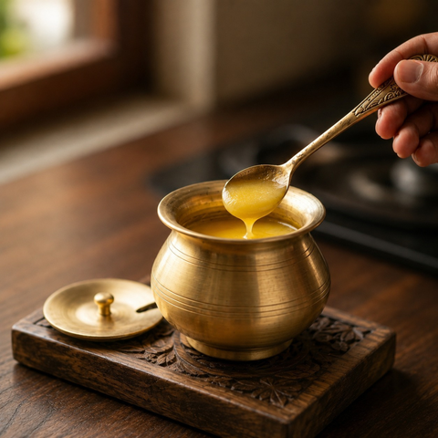 Brass With Tin Coated Ghee Pot