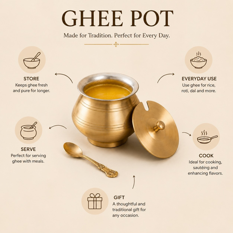 Brass With Tin Coated Ghee Pot