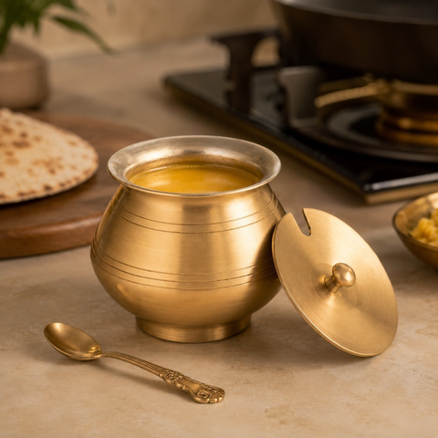 Brass With Tin Coated Ghee Pot