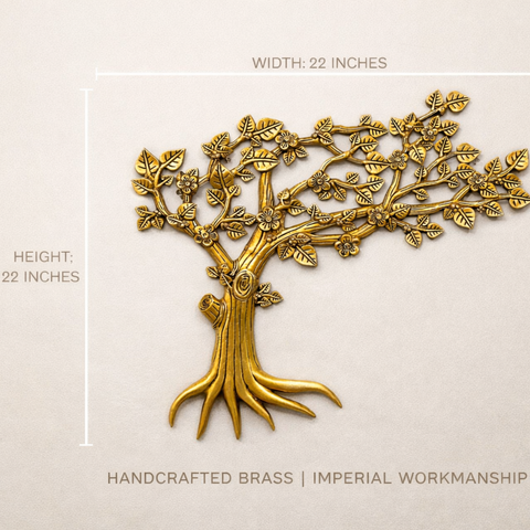 Brass Kalpavriksh Tree Wall Hanging for Home & Office Decor | 22 Inch