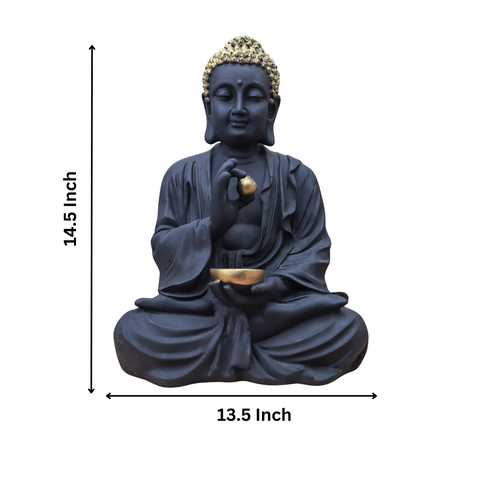 Resin Medium Black Buddha Statue